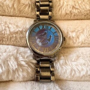 Disney Silver Tone Analog Watch with Blue Gradient Dial